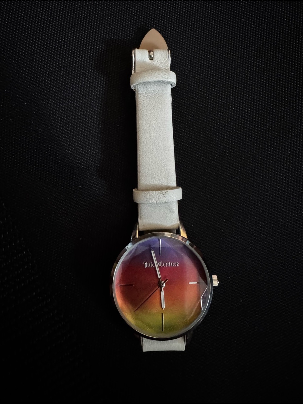 Juicy Couture White Strap Watch with Rainbow Gradient Dial